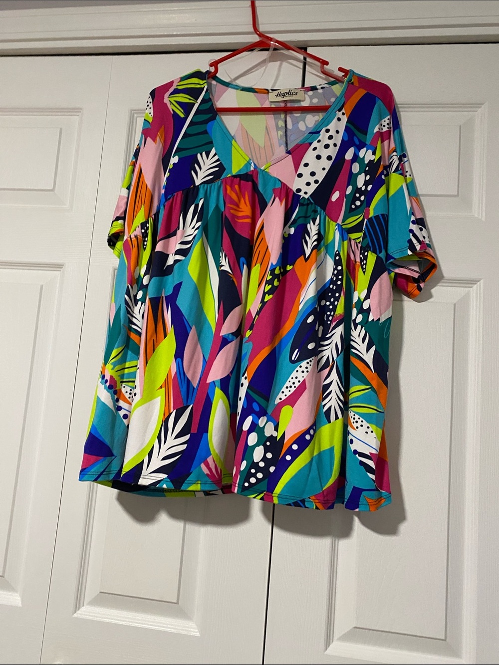 Colorful V-Neck Printed Tunic Top by Aagleea